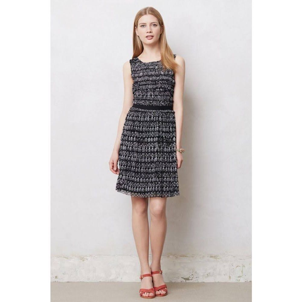 Postmark Swiss Dot Dress Ruched Black White Size Extra Small